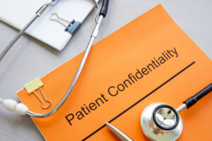 Patient confidentiality documents and medical stethoscope.